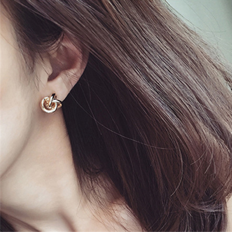 Bông Tai Nữ Nút Kim Loại Cách Điệu Phong Cách Châu Âu Sang Trọng