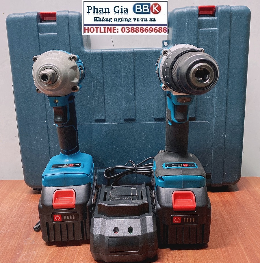 Bộ Combo 2 Máy Gồm Máy Khoan Pin Và Máy Siết Bulong 199V 2 Pin 15 Cell - Bảo Hành 12 Tháng