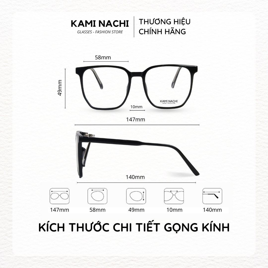 Gọng kính Clip On phiên bản đơn giản đa năng, cắt được cận KAMI NACHI T8193