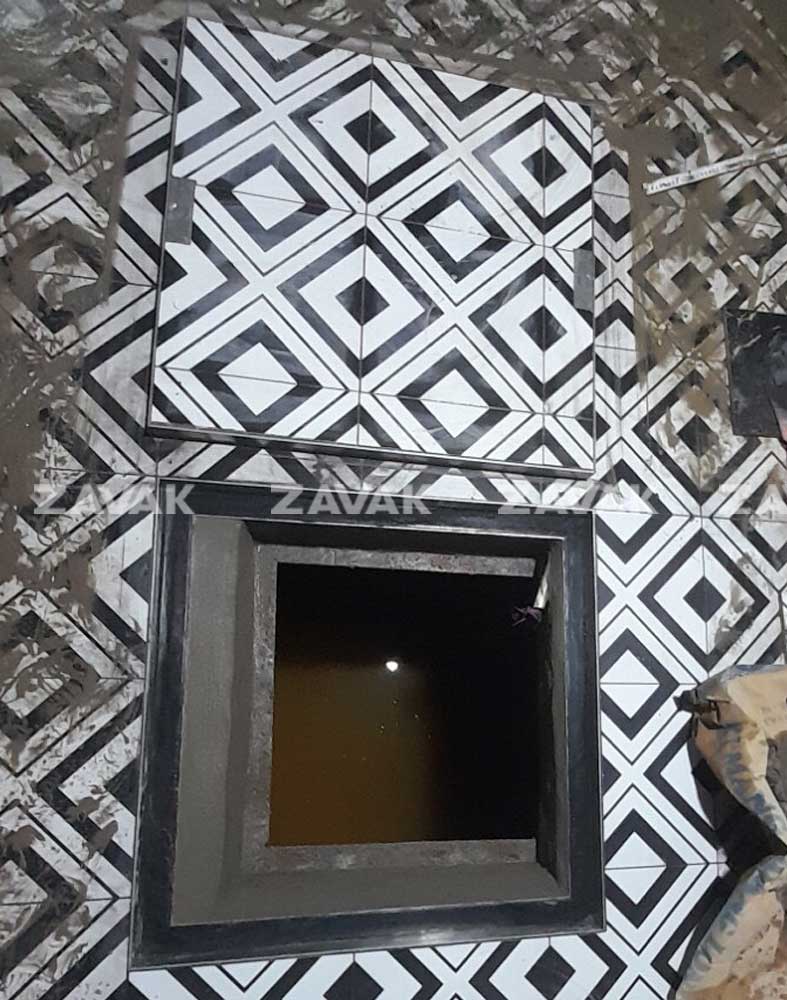 [BẢO HÀNH 2 NĂM] Nắp bể nước ngầm Zavak MHI-70 dùng trong nhà, KT70x70cm, lát gạch dày 1.2cm, chịu tải xe máy, inox 304