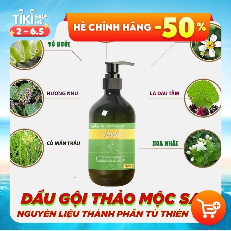 Dầu Gội Thảo Mộc SANI Bồ Kết Cô Đặc Sạch Gàu, Nấm, Ngứa, Ngăn Rụng Tóc, Phục Hồi Tóc Hư Tổn - 300ML