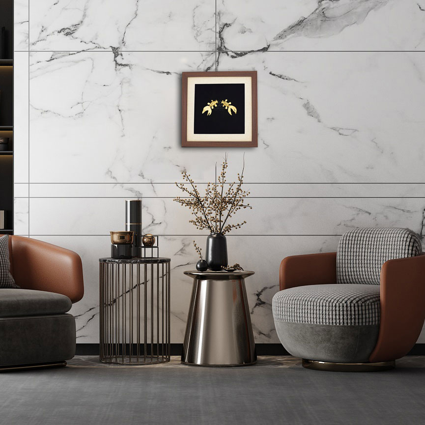 Quà tặng dịp lễ tết 2019 : Tranh đôi cá mạ vàng