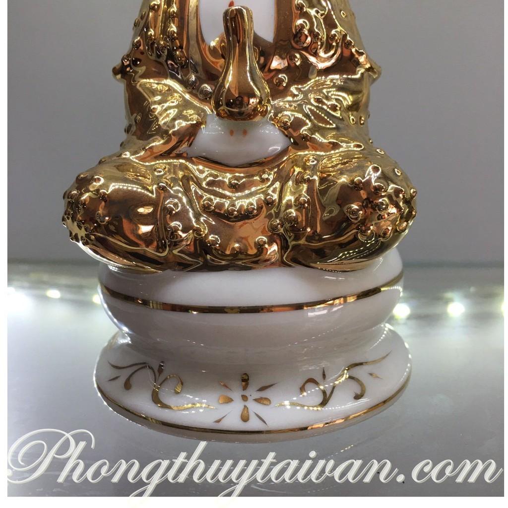 Tượng Quan Âm 2 Mặt Áo Vàng Cao 14cm