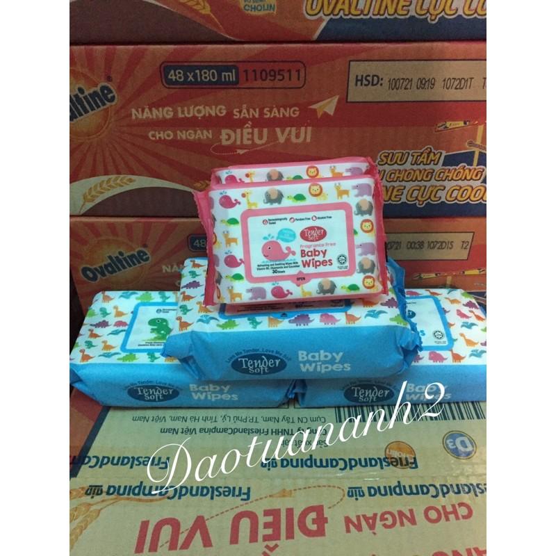 Khăn ướt Tender Soft Baby gói 30 tờ (Xanh dương + hồng). hàng chính hãng DKSH Việt Nam
