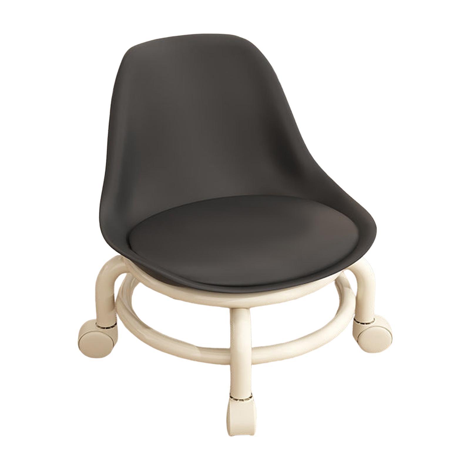 Low Height Rolling Stool with Back Stainless Steel  Height 45cm