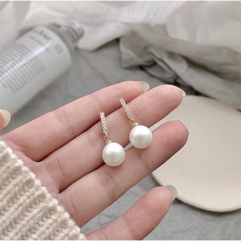 Khuyên tai bông tai nữ hạt trai thả đơn giản thanh lịch tiểu thư đẹp Ring House