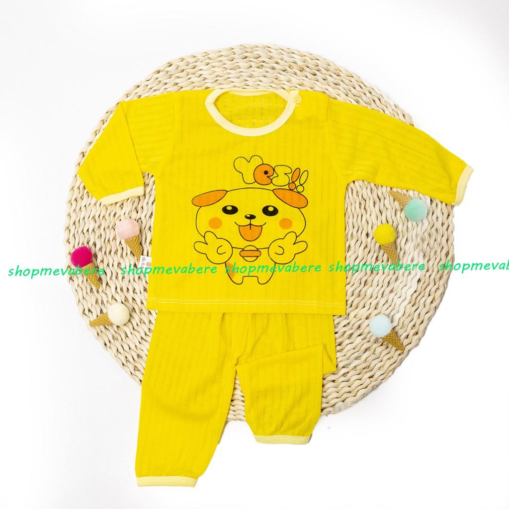 Bộ dài tay cotton tre nhiều màu cho bé trai, bé gái sơ sinh 3-13kg, cài cúc vai hàng đẹp -