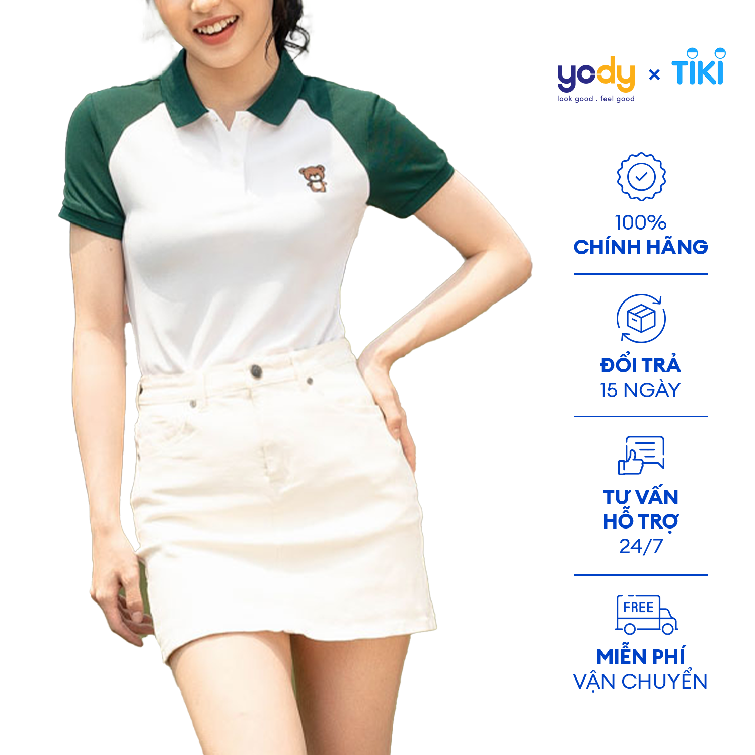 Váy Polo nữ YODY Sorona Pique thêu chữ Life đầm thun nữ chữ A có cổ co  giãn VPN5004  Lazadavn
