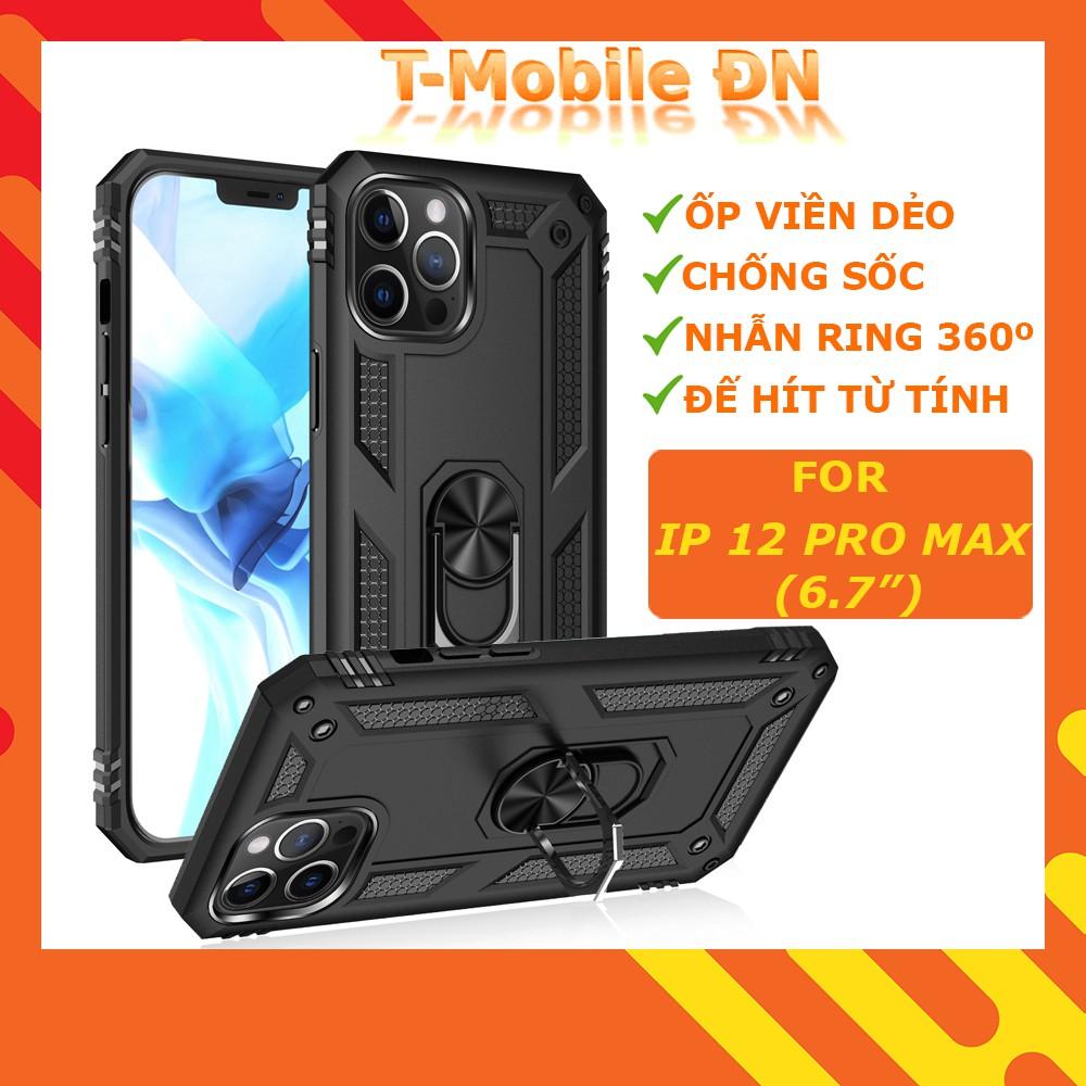 Ốp lưng cho iPhone 12 mini Pro Max chống sốc 2 lớp kèm nhẫn iring làm giá đỡ