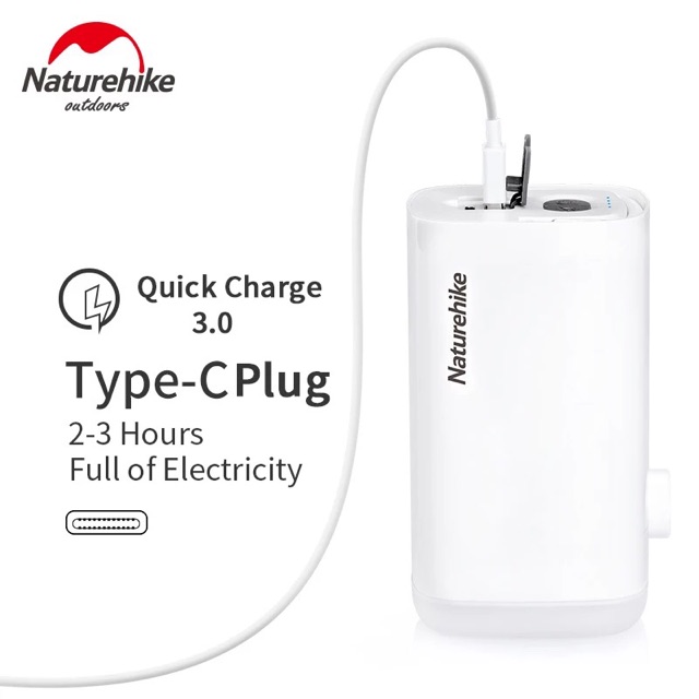 Đồ cắm trại Máy bơm hơi kiêm sạc dự phòng Naturehike NH18Q001-A du lịch dã ngoại đa năng nhiều đầu bơm kiêm đèn A122