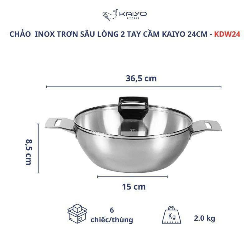 Chảo đúc inox Kaiyo dày 2.5mm - Thương hiệu Nhật Bản