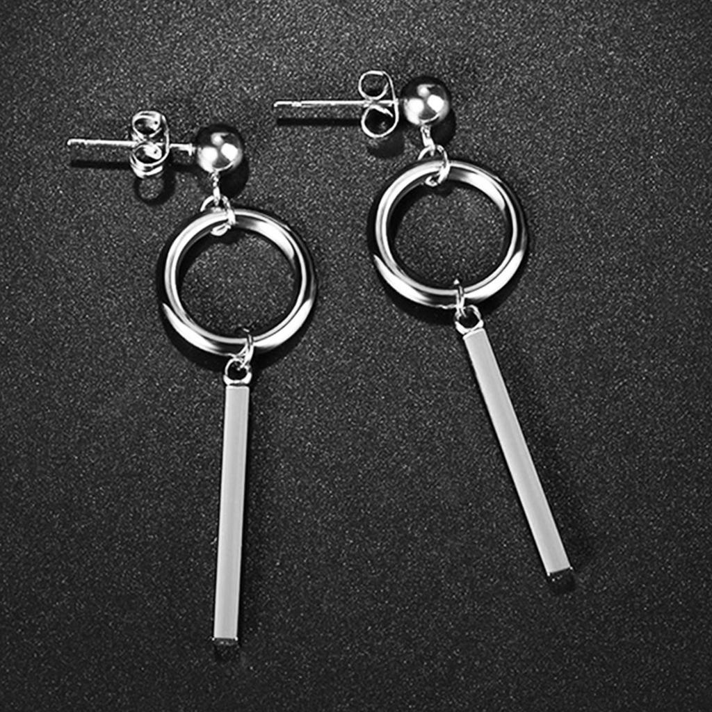2-7pack Stainless Steel Silvertone Earrings Ear Studs Bar Ring Loop Dangle