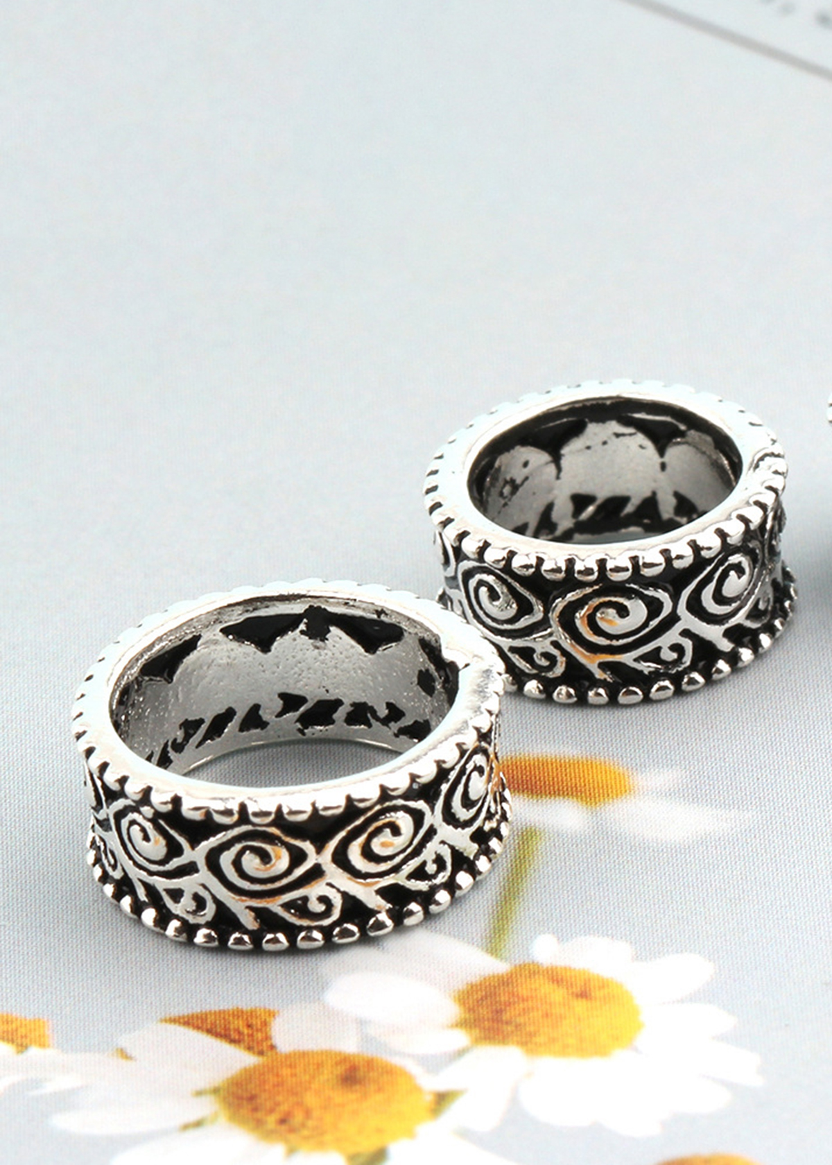 Combo 2 cái charm bạc chặn hình hoa văn - Ngọc Quý Gemstones