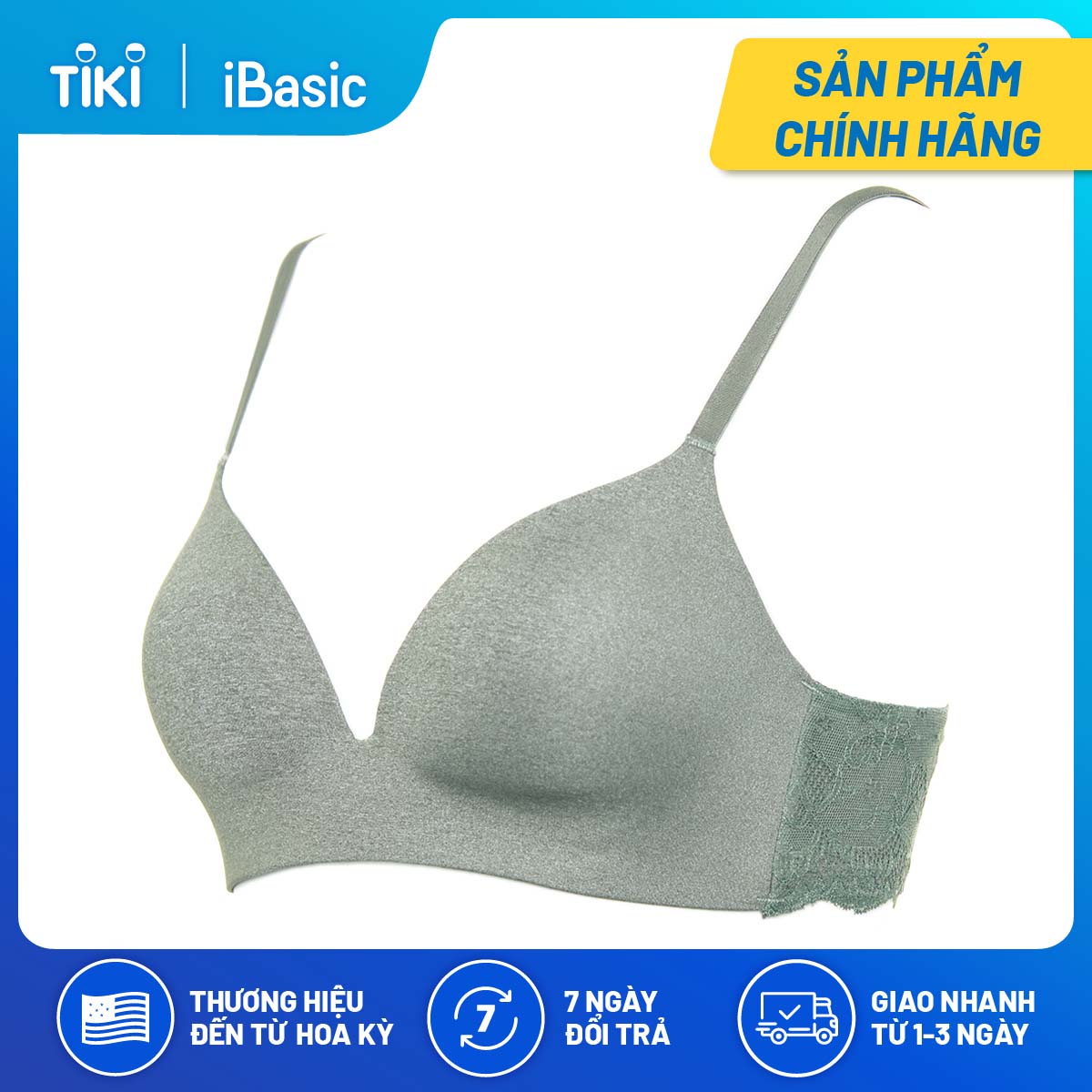 Áo ngực mút mỏng không đường may phối ren T-Shirt iBasic BRAW061