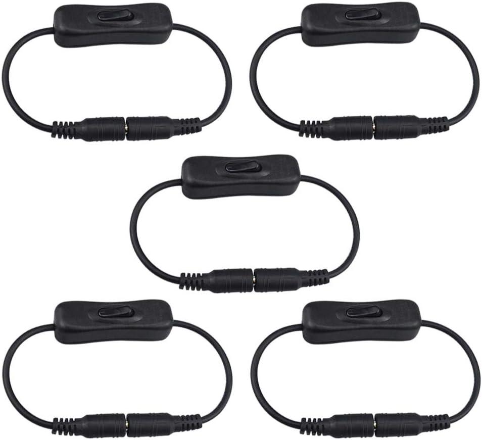 5 Cái Cáp nội tuyến nguồn DC cao cấp có công tắc bật/tắt, công tắc giắc cắm DC Công tắc kết nối bộ chuyển đổi DC từ nam sang nữ, cho dải đèn LED, camera quan sát