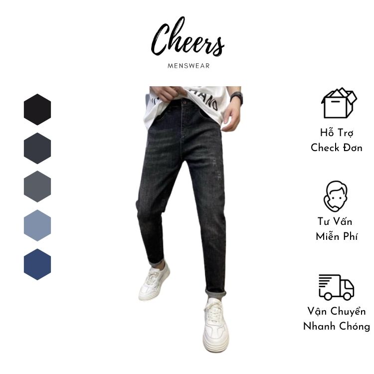 Quần Bò Nam Dài- Quần Jeans Nam Dài Cheers Chất Cotton Co Dãn, kiểu dáng Thời Trang, Trẻ trung, có Size Ngoại Cỡ, Bigsize