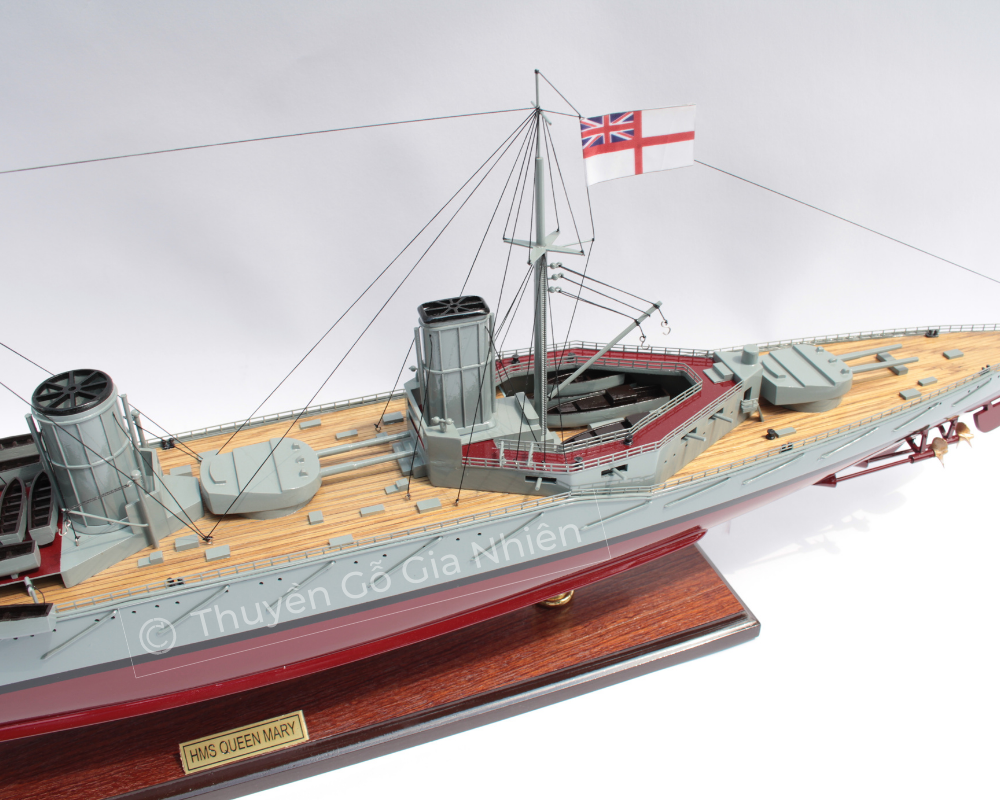 Mô Hình Thuyền Gỗ Trang Trí Phong Thủy Dạng Thuyền Chiến HMS QUEEN MARY Chính Hãng, Hàng Xuất Khẩu Chất Lượng Cao