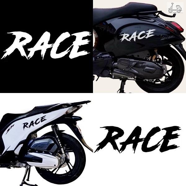 Tem dán xe, sticker dán xe máy xe đạp điện chữ RACE, TAFU, DINO chất liệu chống nước,chống rách - ANCHI PRINTING - Chữ Xanh nền Trắng