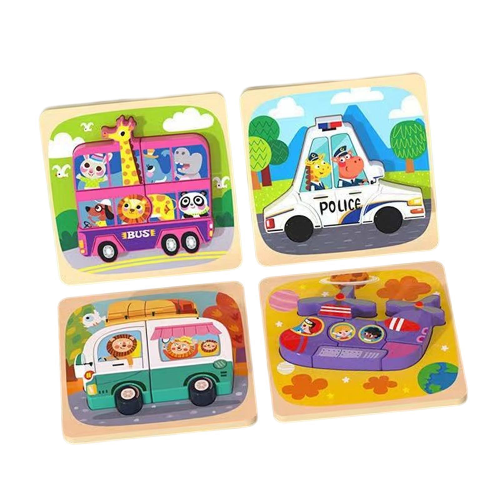 4Pcs Montessori Wooden Puzzle Toy Educational Sensory Learning Toy for Girls