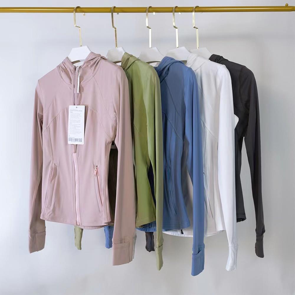 Lulu Nữ Áo Khoác Chạy Bộ Tập Gym Áo Hoodie Thể Thao Yoga Dây Kéo Áo Thể Thao Áo Liền Mạch Có Lỗ Ngón Tay Cái Dài Tay Color: Turmeric Hoodie Size: Size 2 l 40 to 45kg