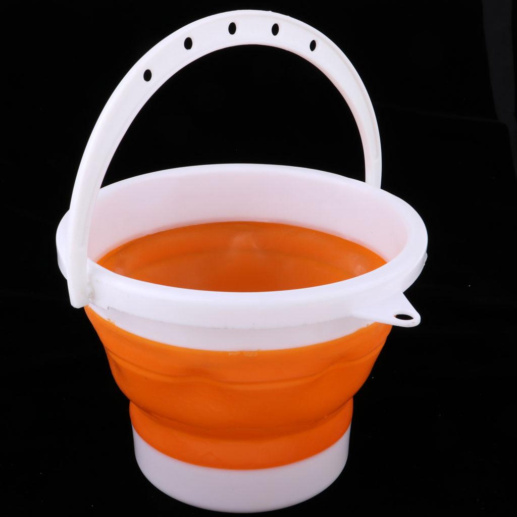 Folding Collapsible Silicone Water Bucket Outdoor Basin S Orange