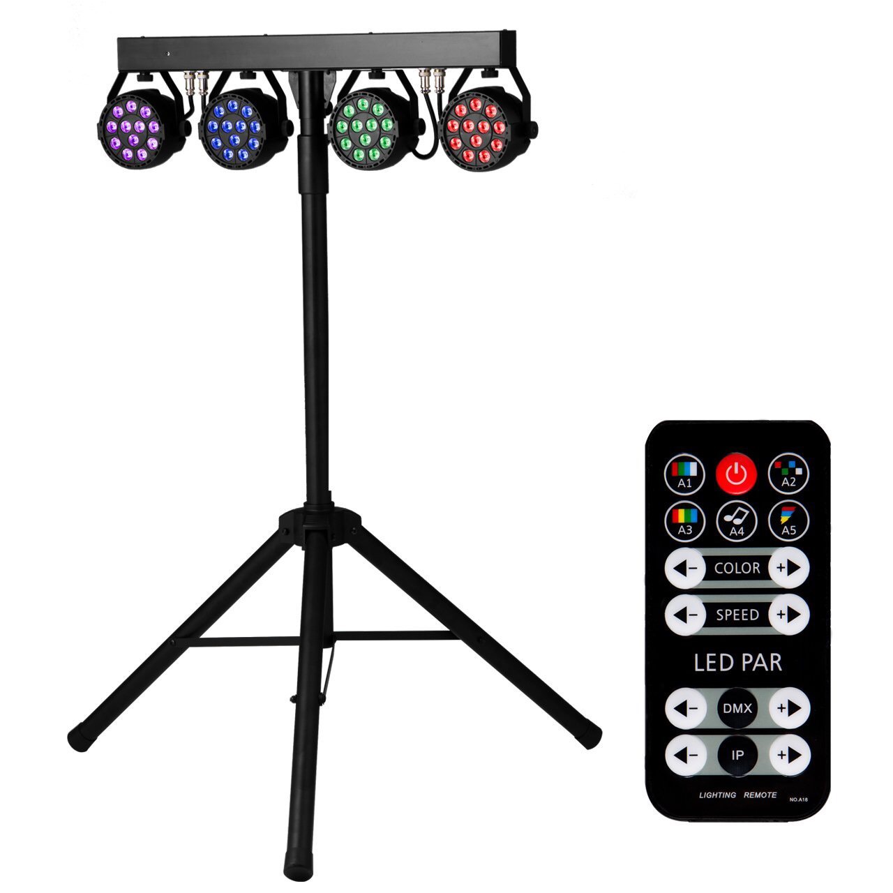 COMBO ĐÈN PAR  LED 12 BÓNG ( 4 IN 1 ) + CHÂN . ĐIỀU KHIỂN REMOTE , DÙNG CHO SÂN KHẤU [GTP]