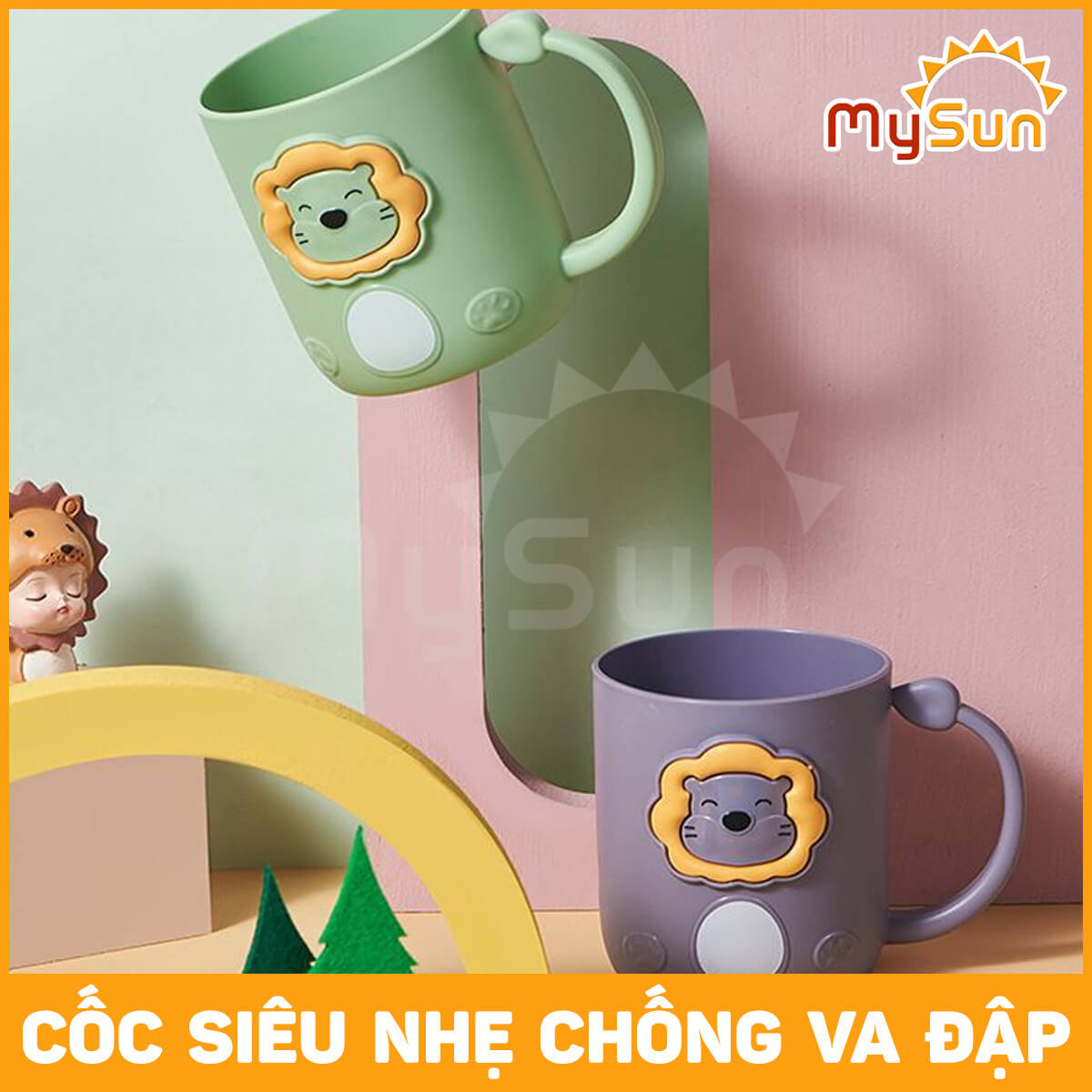 Ly cốc nhựa đánh răng cho bé gái trai cute cốc uống nước cho bé MySun