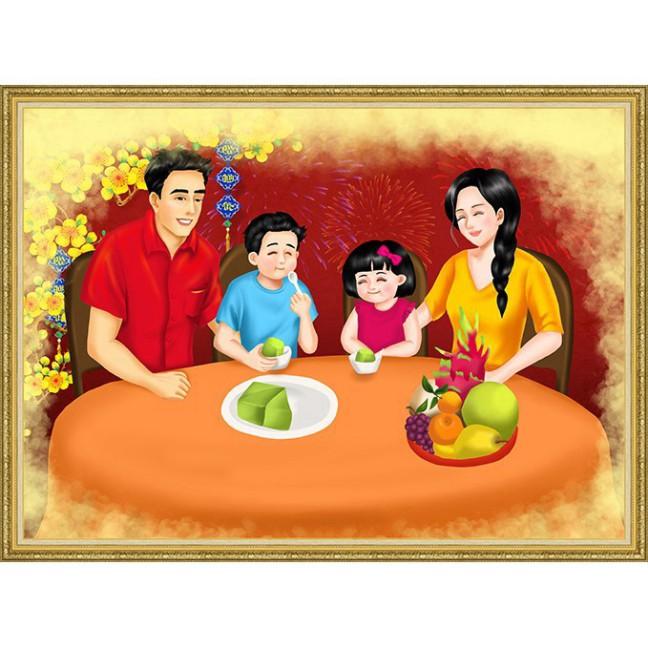 Tranh dán tường Cảnh Đoàn Viên tranh trí tết