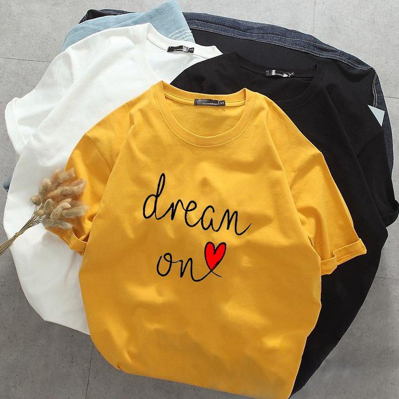 Áo thun tay lỡ nam nữ dream on vải dày mịn 20T2736