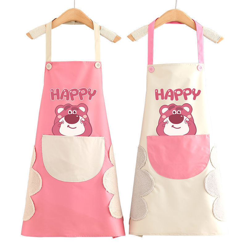 Tạp dề nấu ăn chống thấm nước, tạp dề pha chế có túi, tạp dề hoạ tiết có khăn lau bên hông