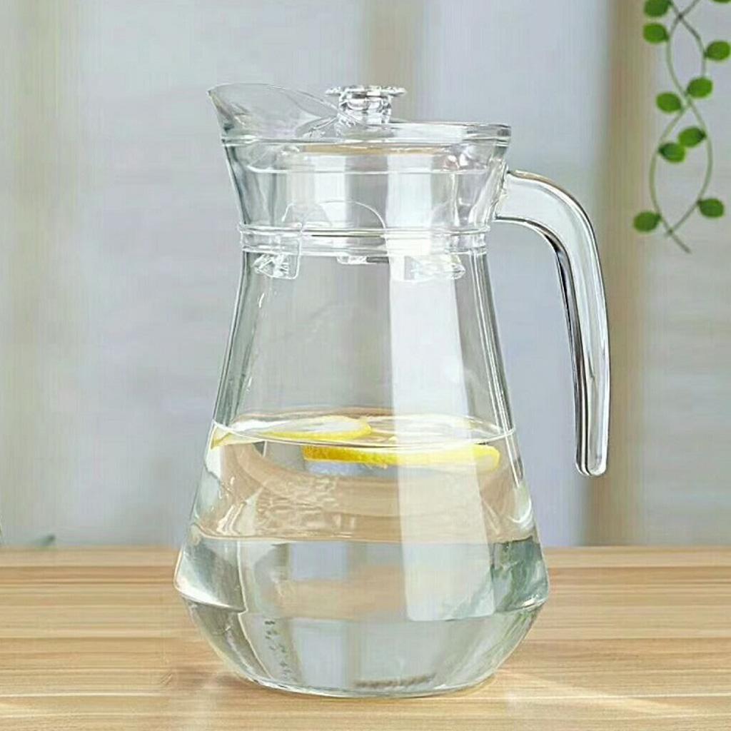 2 Pcs Clear Water Pitcher 1.3L Juice Beverage Jar for Bar Cafe Kitchen