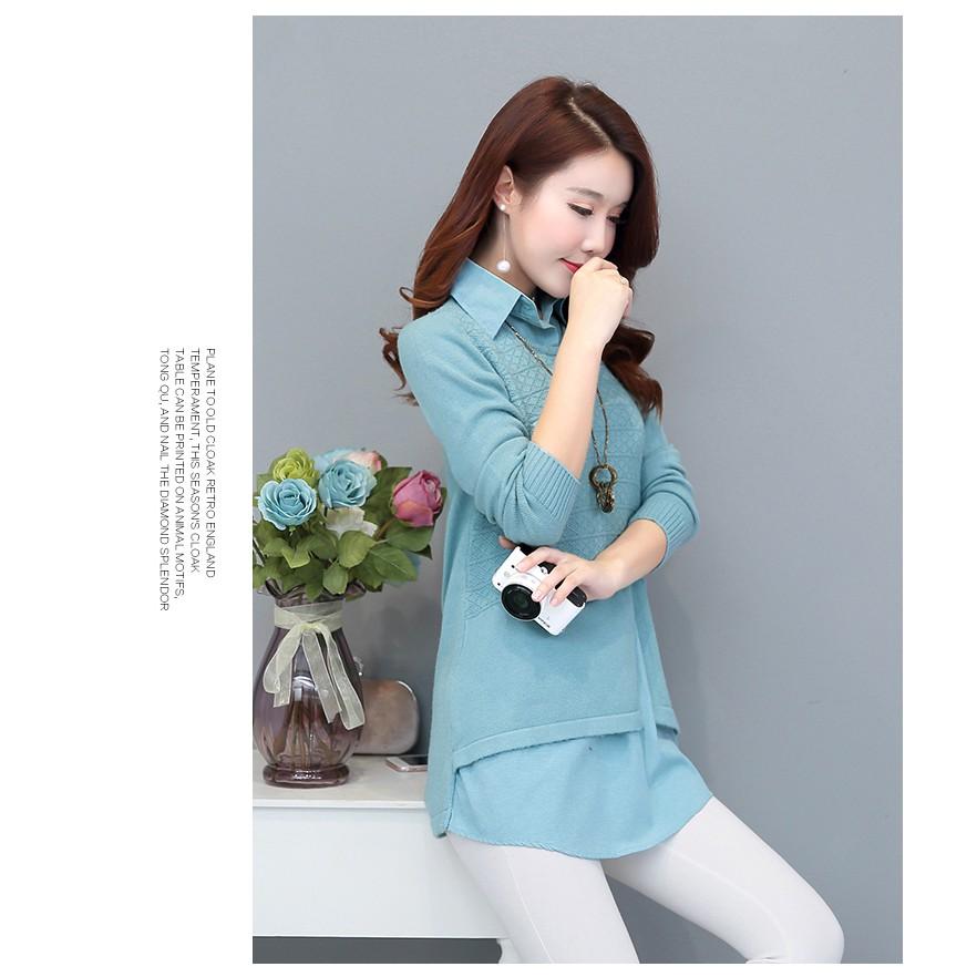Áo len phối cổ thời trang