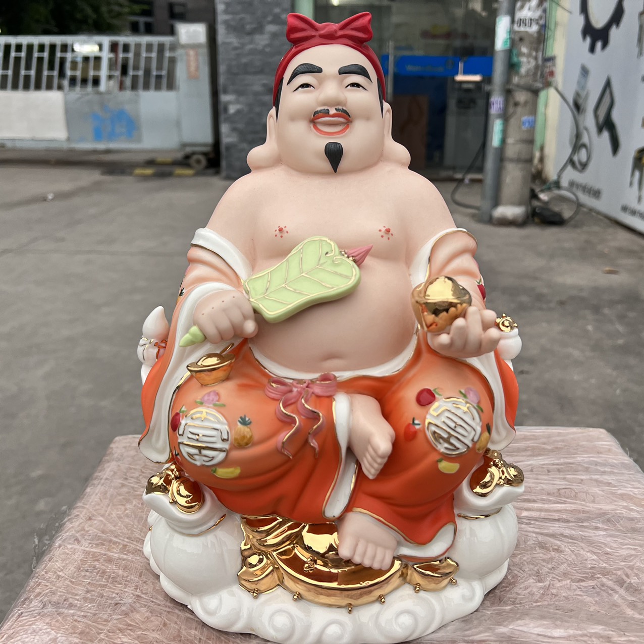 Tượng Thần Tài Thổ Địa sứ đức hóa cao cấp nhập khẩu Đài Loan cao 29cm – Đỏ