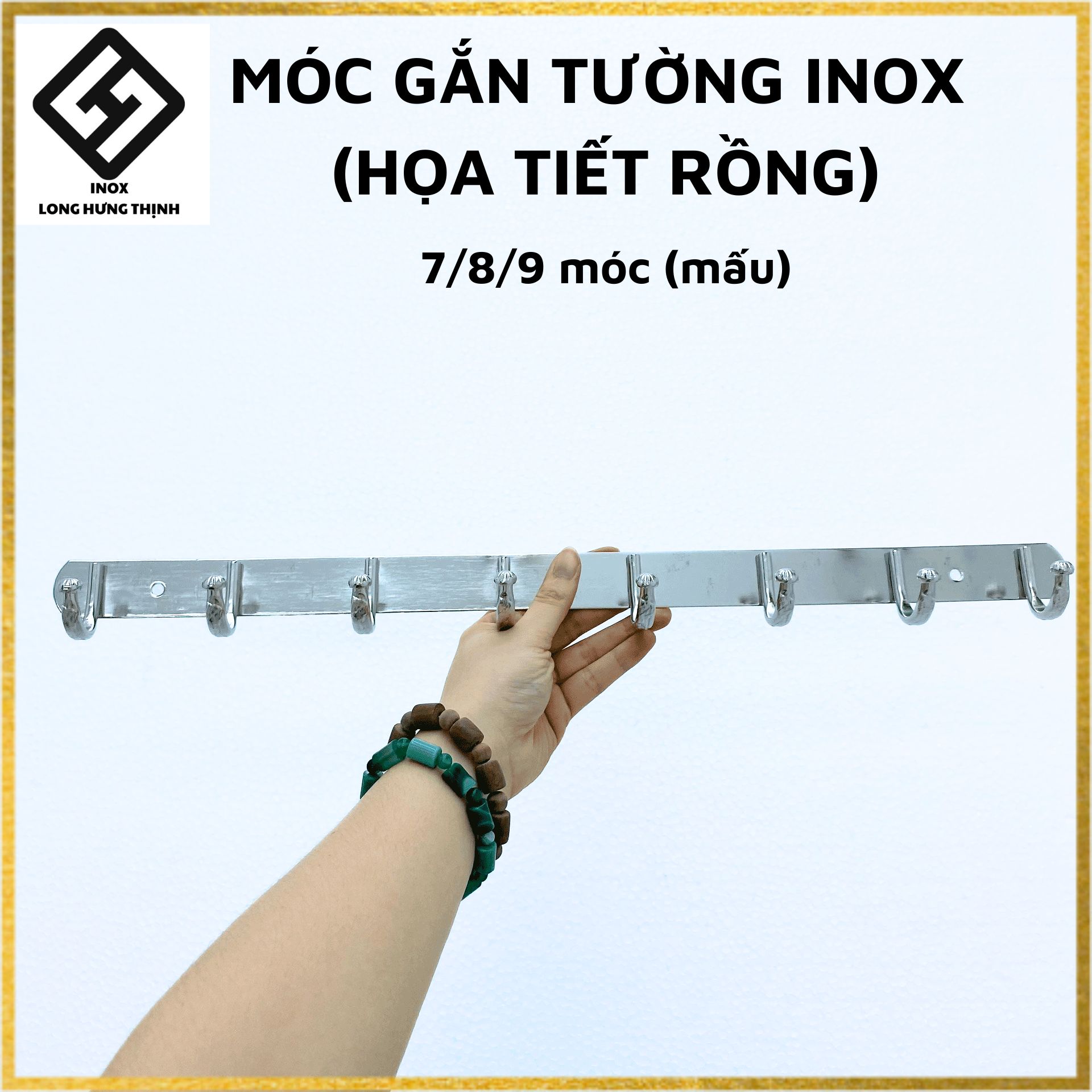 Móc treo quần áo INOX giá treo quần áo gắn tường INOX họa tiết rồng, kèm bộ ốc vít, móc treo đồ gắn tường INOX phòng tắm, phòng ngủ