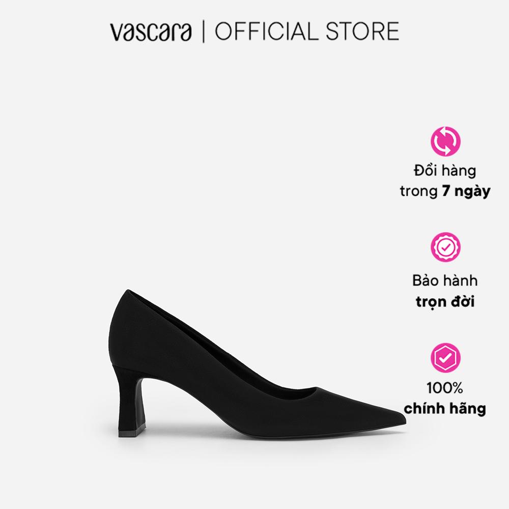 Vascara Giày Bít Mũi Nhọn Nubuck Spool Block Heel - BMN 0542