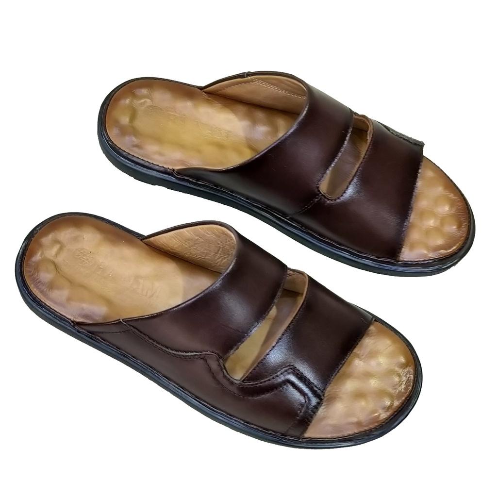 Dép nam quai ngang da bò thật TiTi Đô cao cấp DNA2199