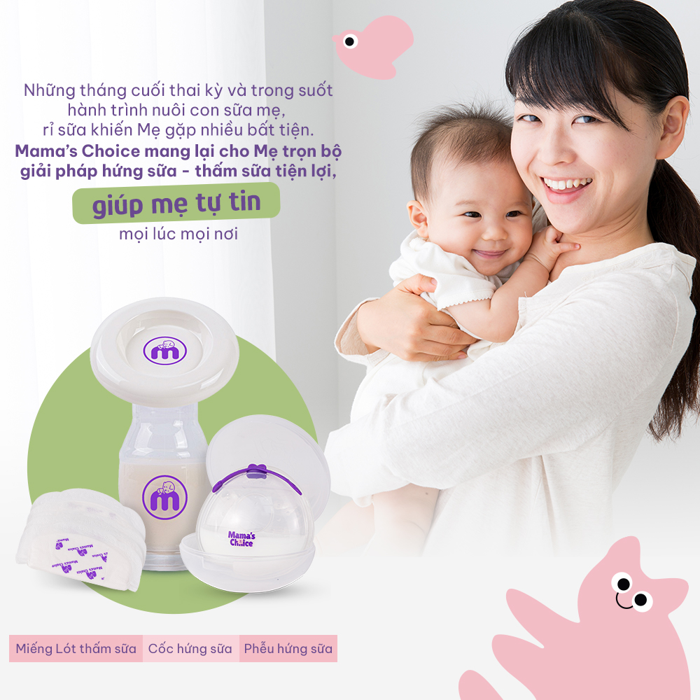 Miếng Lót Thấm Sữa Mama's Choice, Tấm Lót Thấm Hút Sữa Mẹ, Mỏng Nhẹ và Bám Dính Tốt (Hộp 60 Miếng)