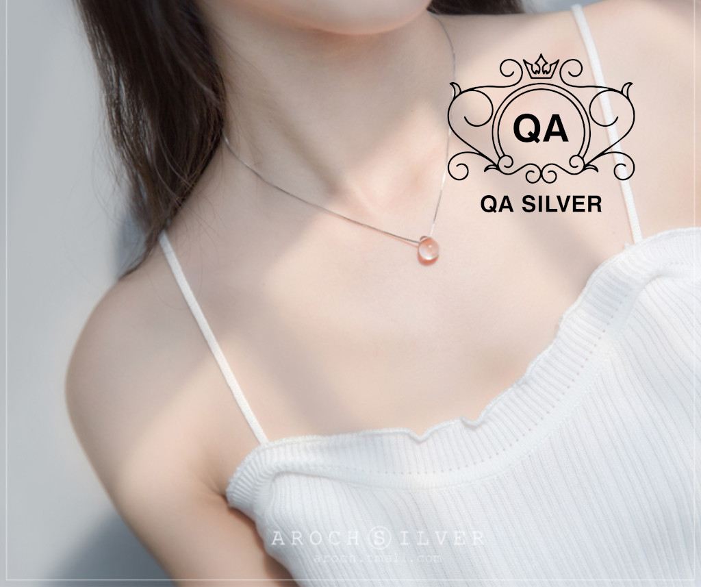 Dây chuyền bạc 925 mặt đá giọt nước trong suốt vòng cổ nữ tối giản S925 QUARTZ Silver Necklace QA SILVER NE190301