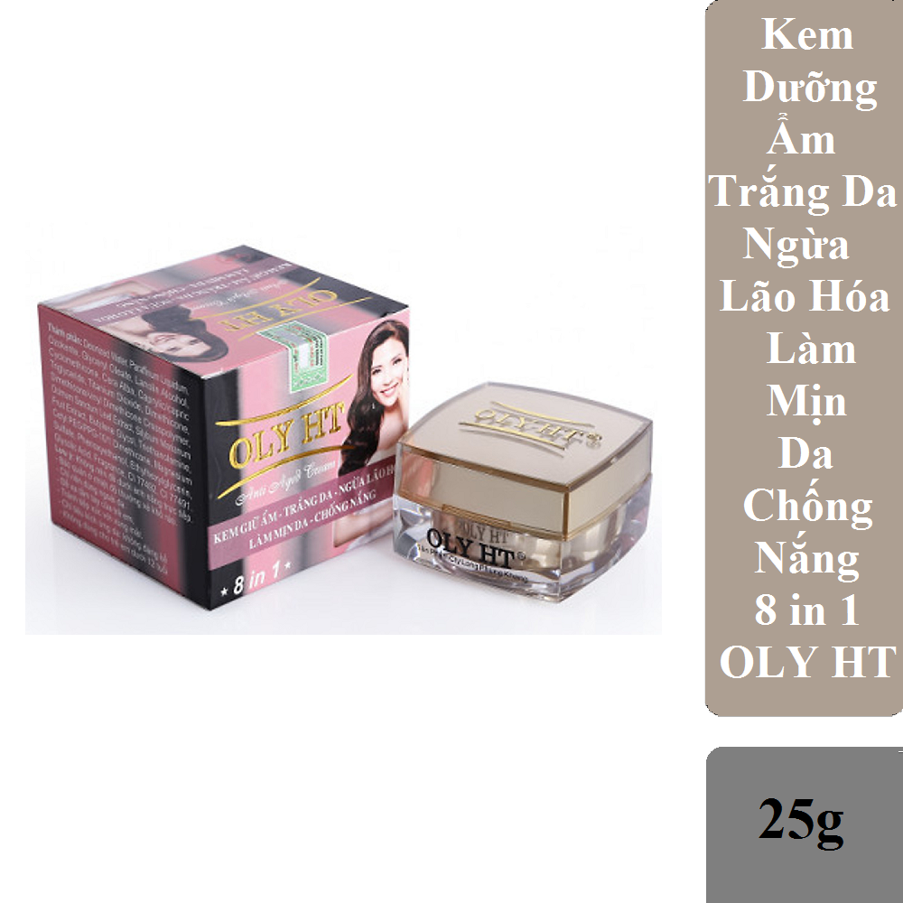 Kem Dưỡng Trắng Da - Giữ Ẩm - Ngừa Lão Hóa - Làm Mịn Da &amp; Chống Nắng 8 IN 1 OLY HT Chính Hãng 25g LPK