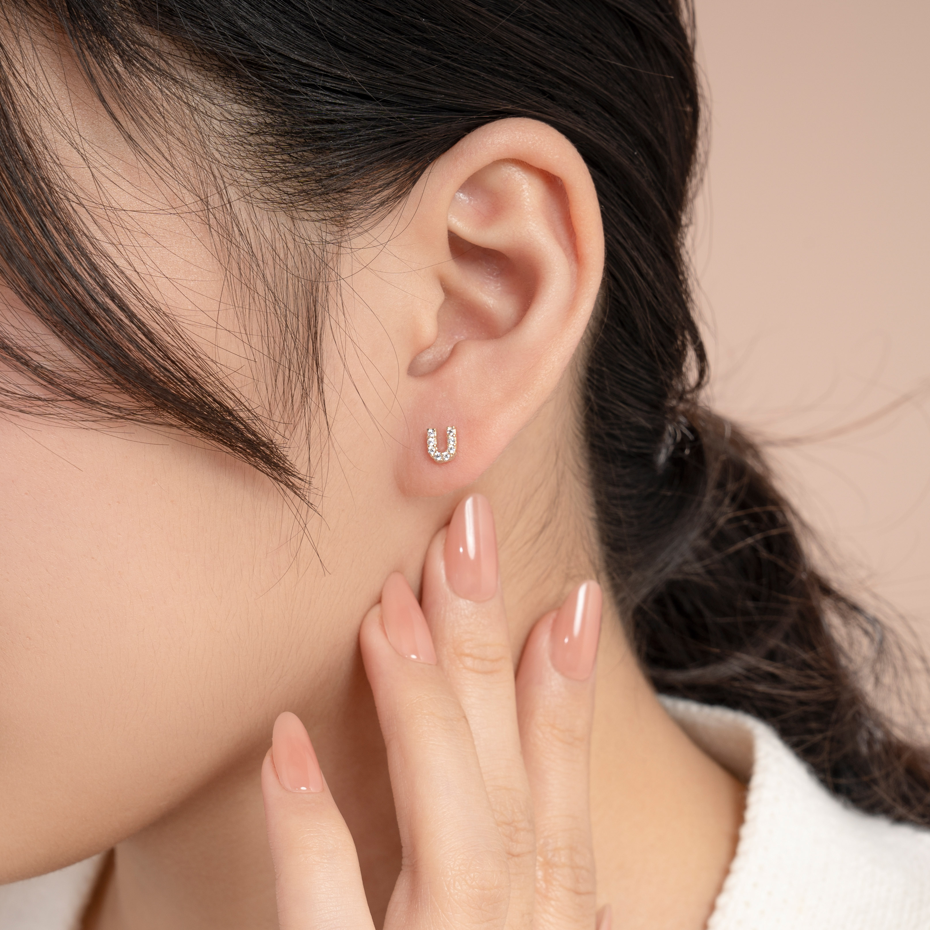 Bông Tai Nữ Chữ U Vàng Tây 14K BTAM117 Huy Thanh Jewelry
