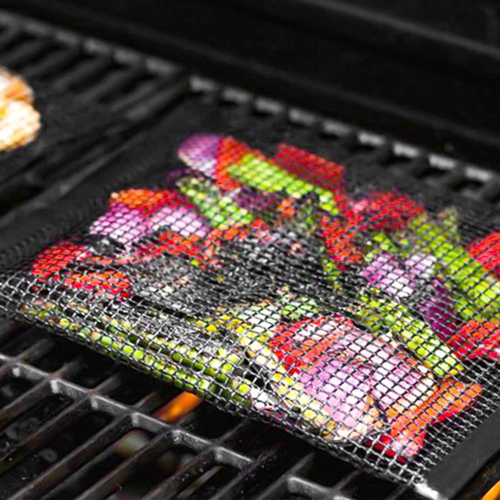 Set 2 Túi Lưới Nướng Bbq Không Dính Có Thể Tái Sử Dụng Kèm 2 Cọ Quét Bbq Tiện Dụng Phù Hợp Cắm Trại Dã Ngoại
