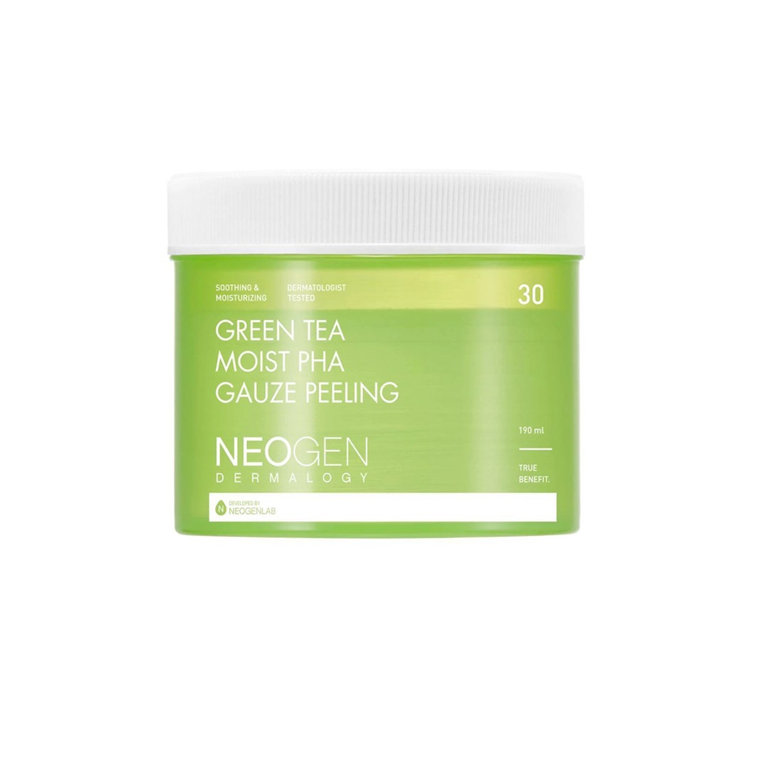 Pad tẩy da chết trà xanh Neogen Dermalogy Green Tea Moist PHA Gauze Peeling 190ml