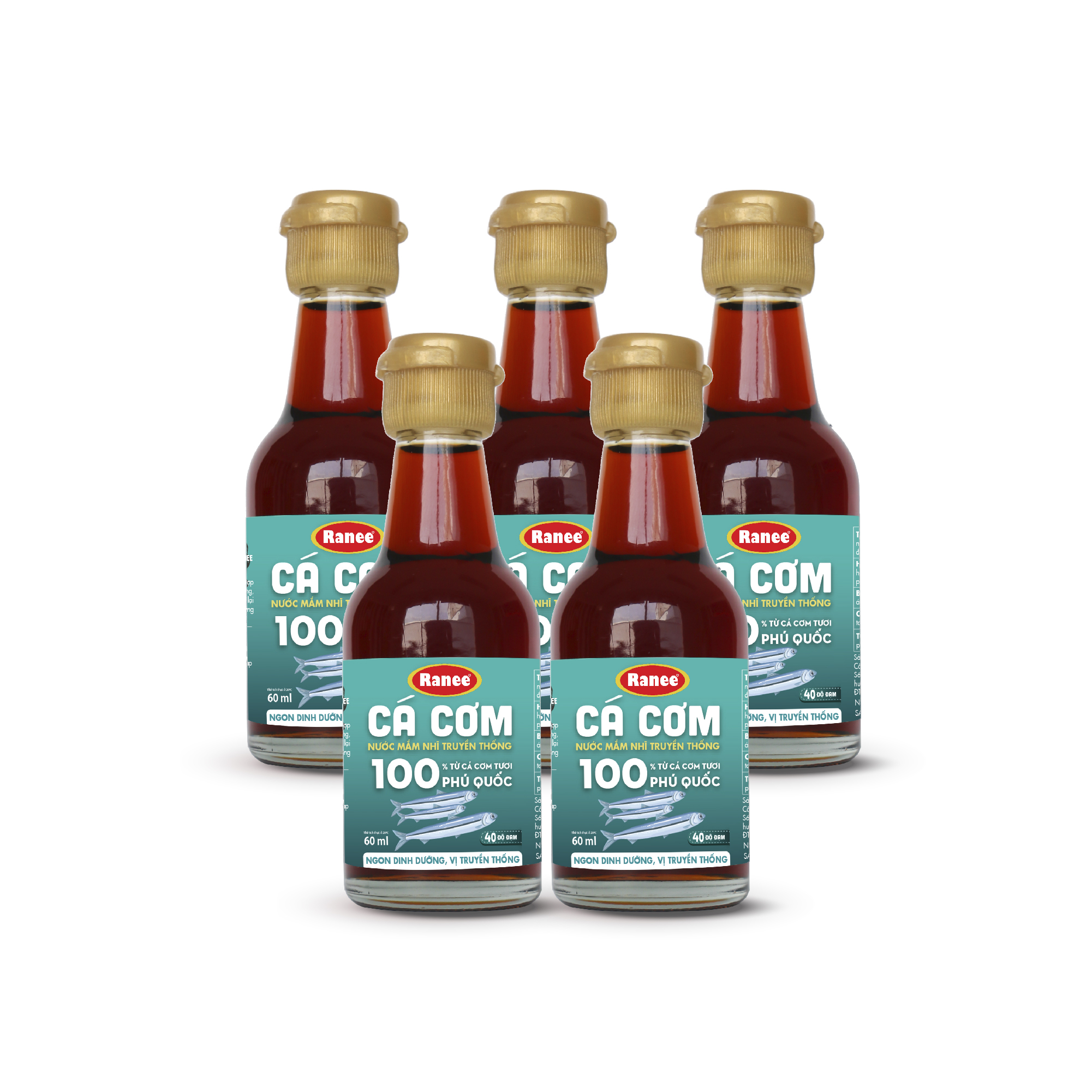 Combo 5 Nước mắm dinh dưỡng Ranee cá cơm vị truyền thống 40 độ đạm chai 60ml ( 5 chai x60ml)