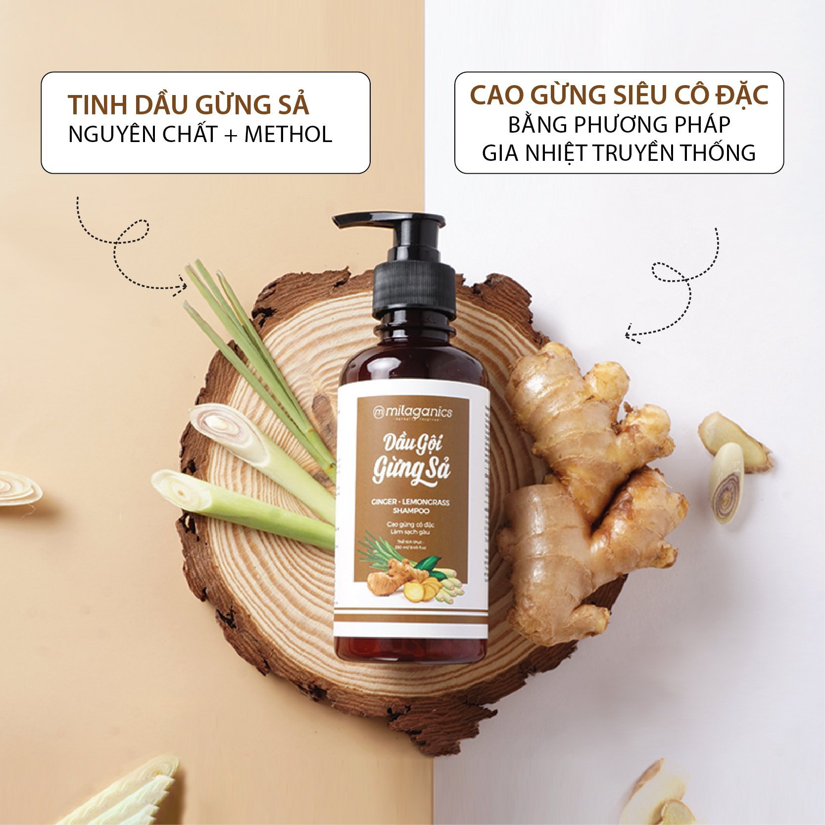 Dầu Gội Gừng Sả Làm Sạch Gàu, Dưỡng Tóc Mềm Mượt Từ Cao Gừng Cô Đặc MILAGANICS 30ml (Chai)