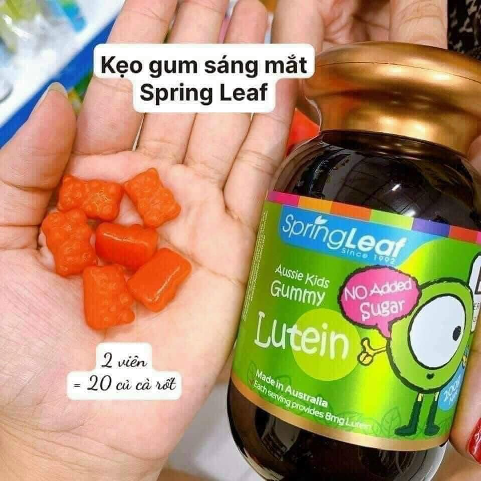 kẹo dẻo bổ mắt cho bé Spring Leaf Aussie Lutein Kids Gummy của ÚC 80 viên - tem xanh