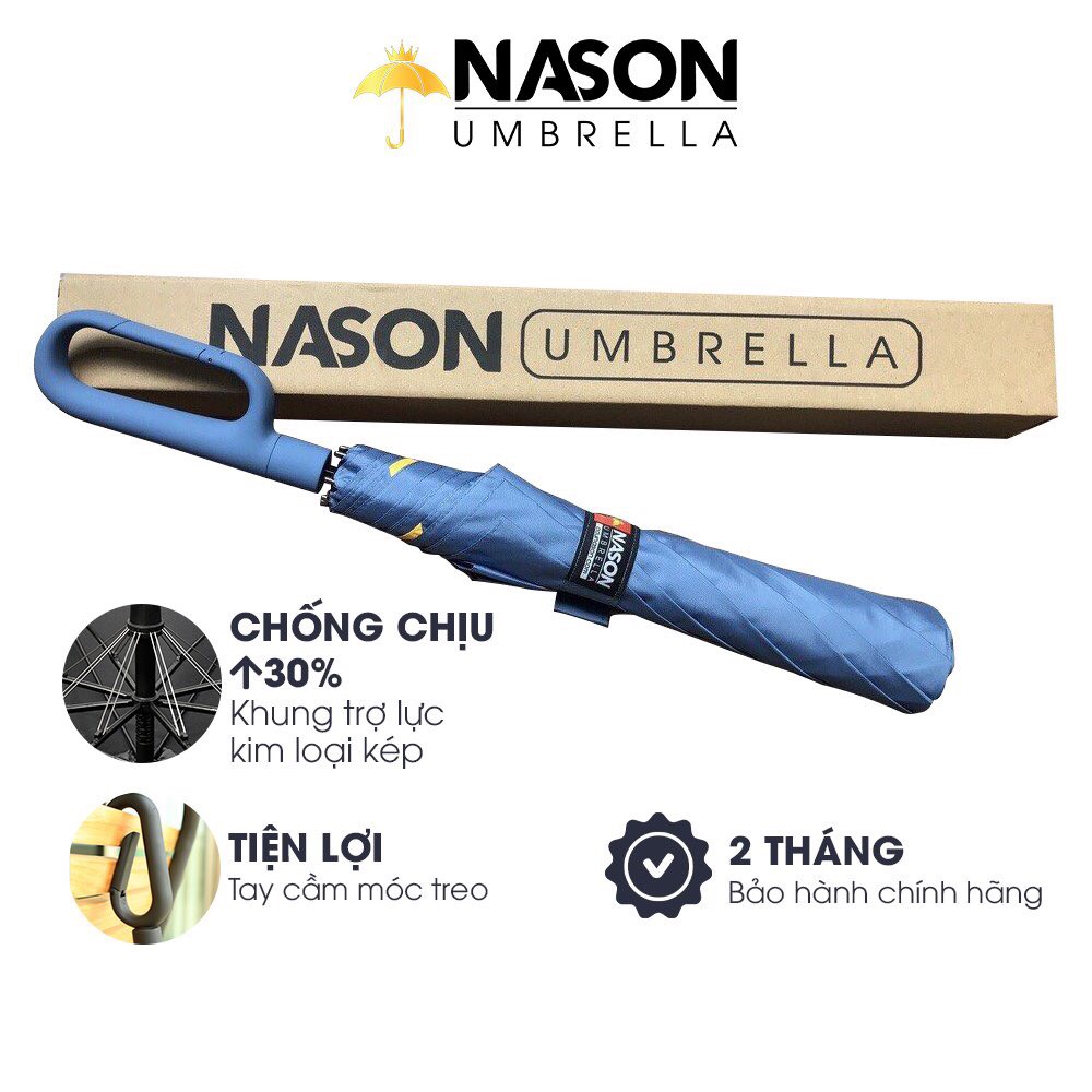 Ô tự động 2 chiều móc treo độc đáo Nason Umbrella Carabiner Z siêu tiện lợi Vải siêu chống thấm nước tay cầm nhựa cao cấp
