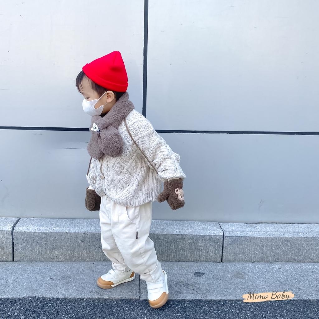 Khăn lông cài nút cho bé đính hình gấu đáng yêu KL213 Mimo Baby