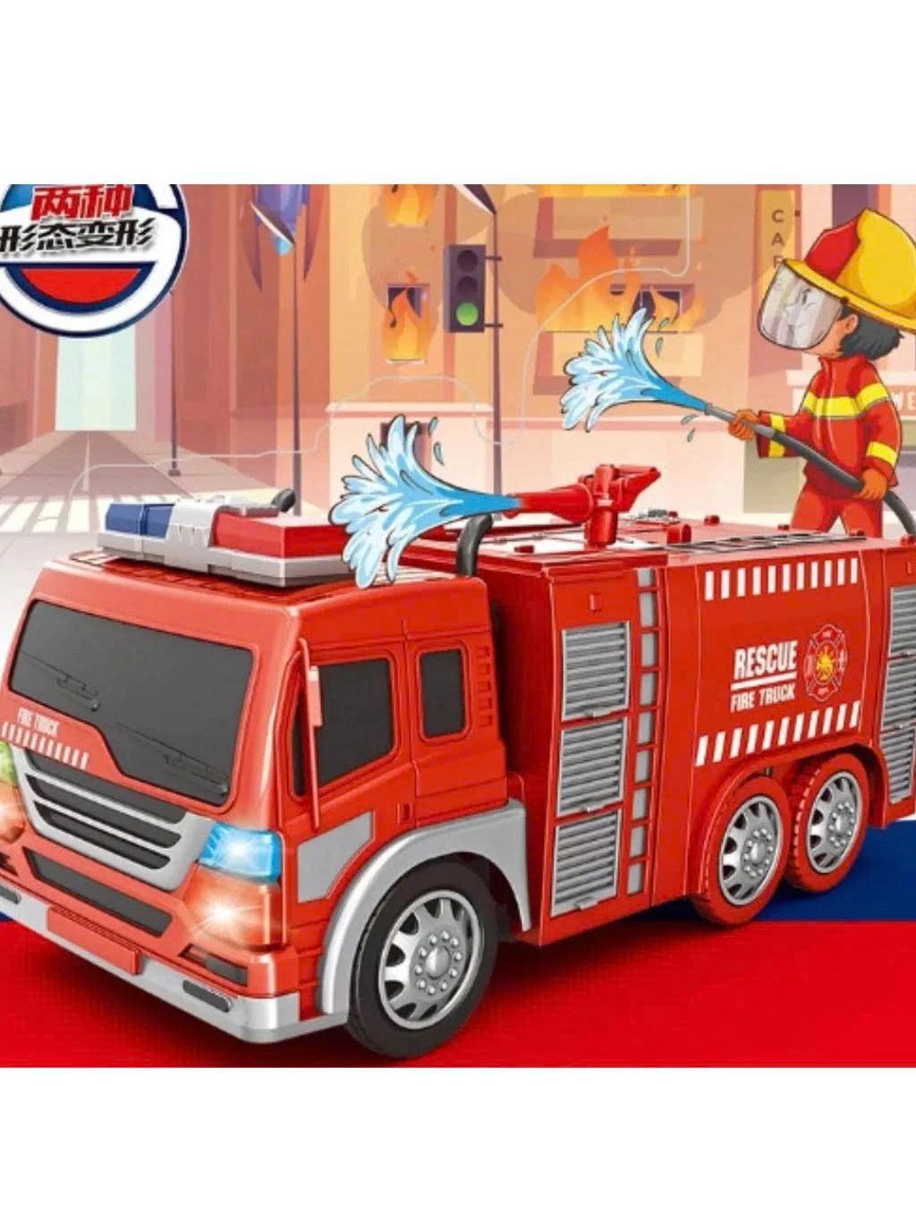 Đồ chơi Xe cứu hỏa biến hình Robot, có đèn và tiếng nhạc của xe cứu hỏa vui nhộn cho bé