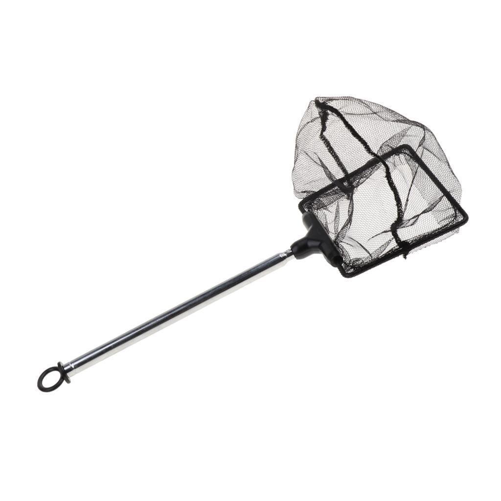 2Pcs Small Aquarium  Net with Extendable Long Handle for  Tank Black