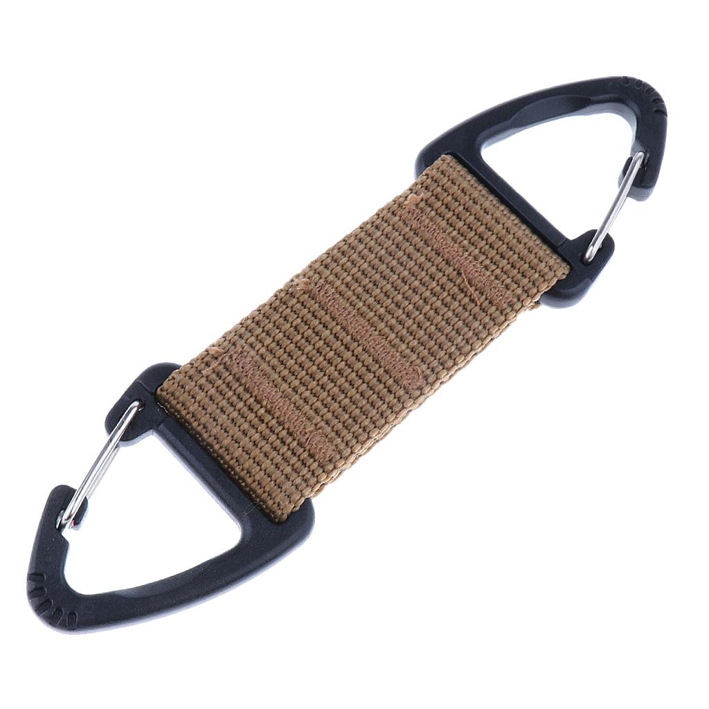 Outdoor Hiking High Strength Nylon Webbing Double Ended Triangular Carabiner Clip Spring Snap Hook